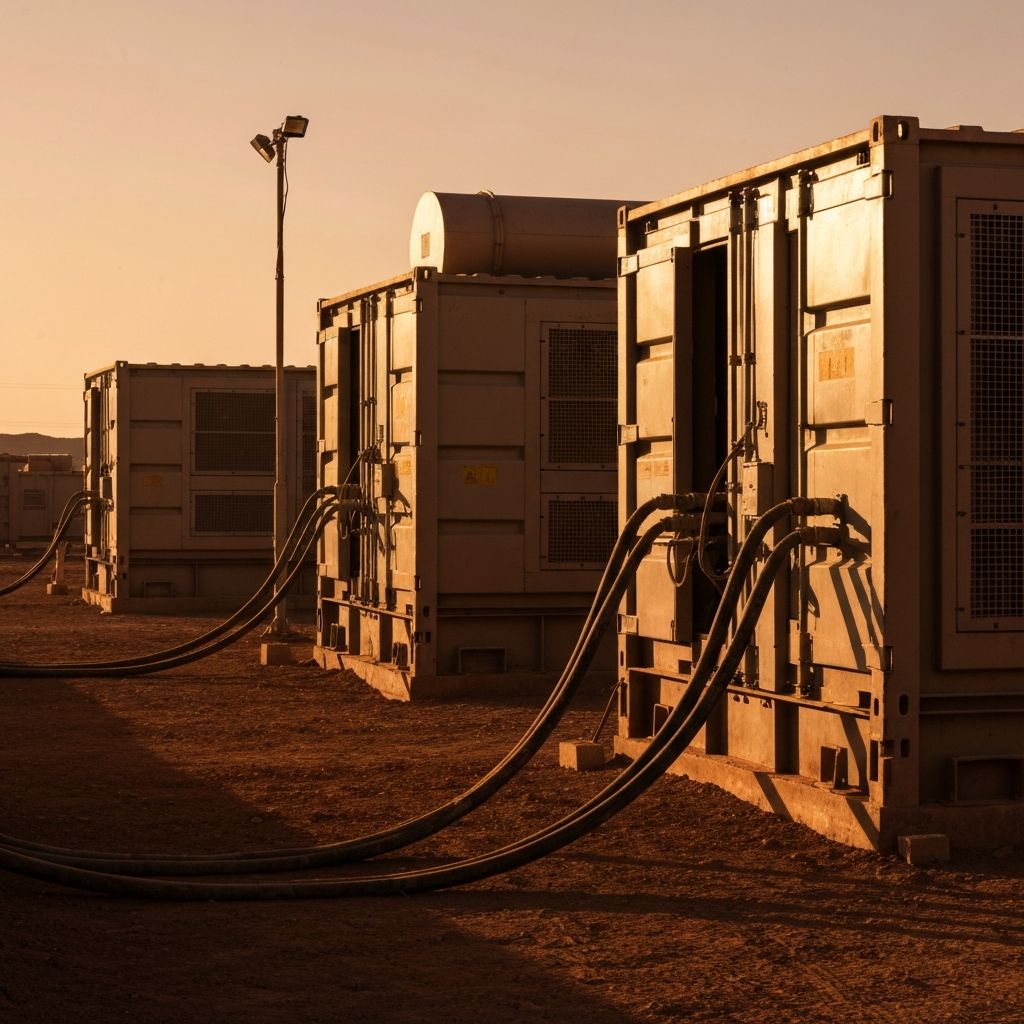 Industrial diesel generators at a mining site